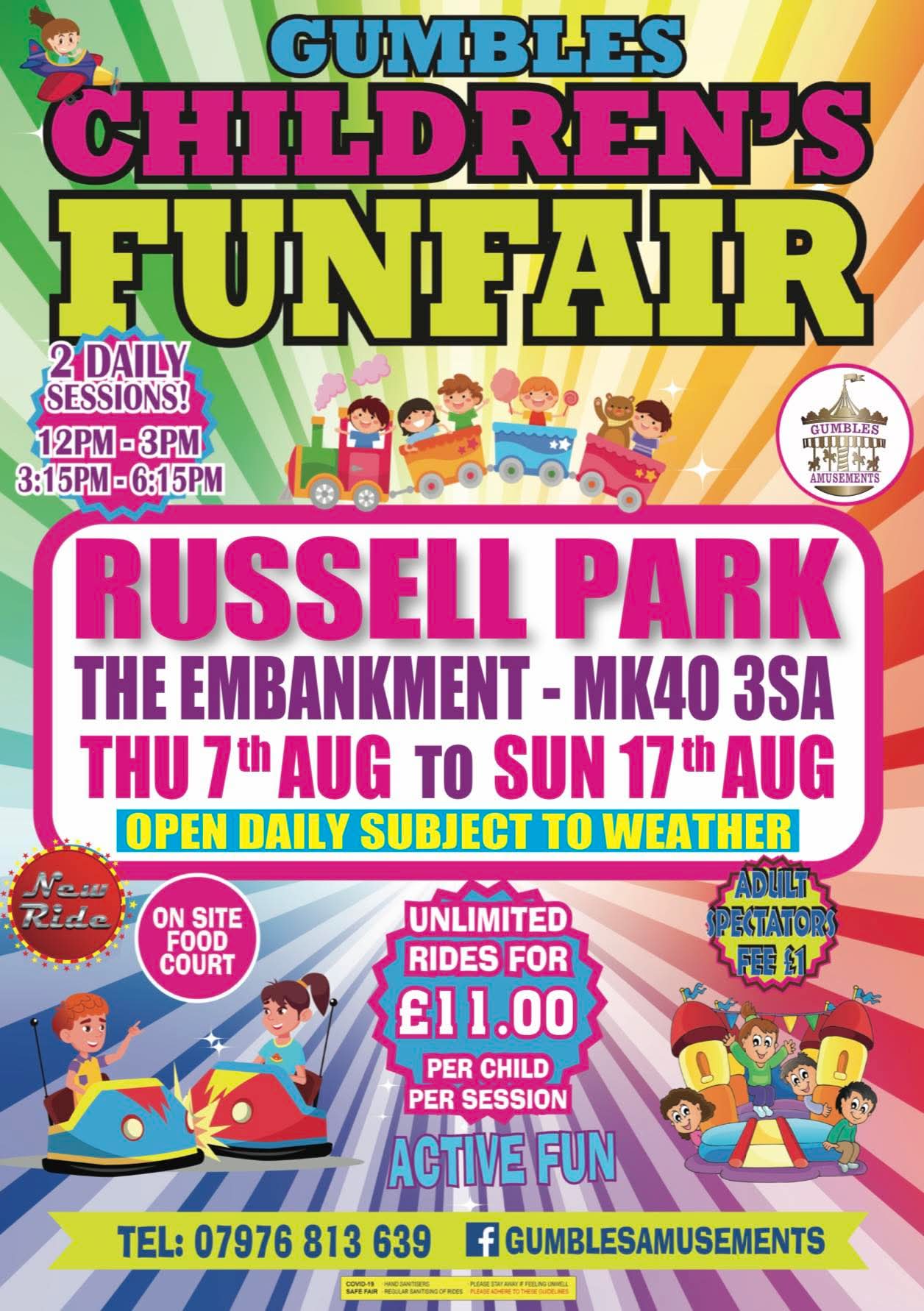 🎡 Gumbles Funfair August 2025 - Bedford at Russell Park, The Embankment, Bedford MK40 3RH | Food/Drink, Fun, Entertainment, Baby/Toddlers, Kids, Outdoor, Pay On Entry, Play Area, Fun Fair | Suitable for: Children, Family 🎡 Gumbles Funfair August 2025 - Bedford - Event Image 3 August 10, 2025 12:00 PM