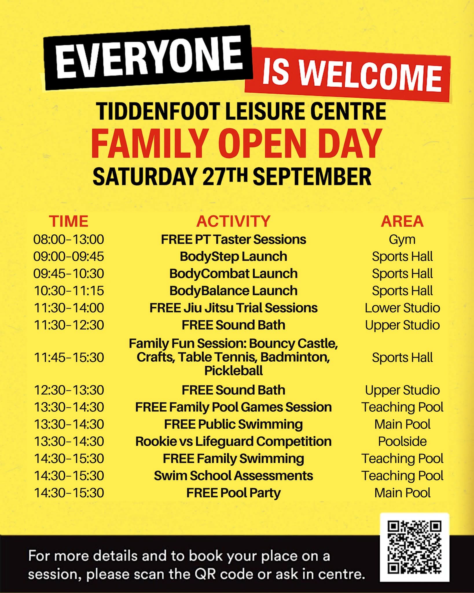 💦 Tiddenfoot Family Open Day 2025 - FREE at Tiddenfoot Leisure Centre, Mentmore Road,
Leighton Buzzard,
LU7 2AF 💦 Tiddenfoot Family Open Day 2025 - FREE - Event Image 2 September 27, 2025 08:00 AM