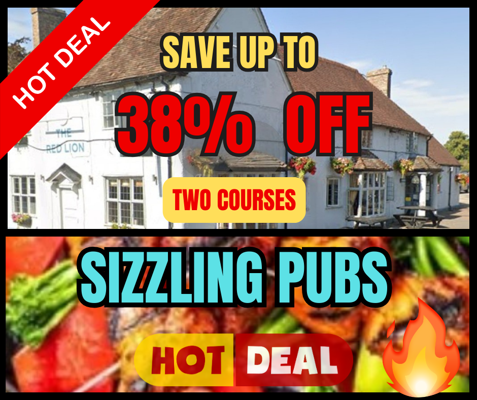 🔥 SAVE UP TO 38% OFF A 2 COURSE MEAL FOR 2 OR MORE PEOPLE AT SIZZLING PUBS | Categories: Food & Drink, Online 🔥 SAVE UP TO 38% OFF A 2 COURSE MEAL FOR 2 OR MORE PEOPLE AT SIZZLING PUBS - (38% off) Valid from August 30, 2025