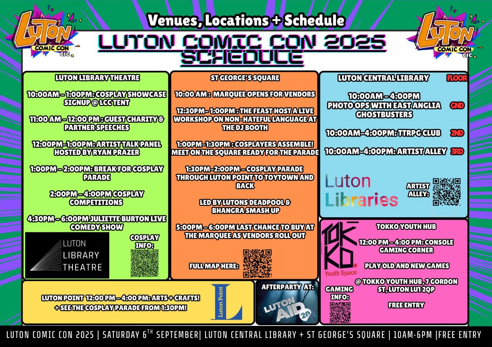 🦸♂️ Luton Comic con 2025 at Luton Library Theatre, St George's Square, Luton, Bedfordshire, LU1 2NG | Entertainment, Family, Fun, Indoor, Rainy Days, Activities, Adults, Attractions, Creative, Kids, Outdoor, Teens, Free, Free Entry | Suitable for: Accessible, Family, Toilets, Wheelchair Friendly 🦸♂️ Luton Comic con 2025 - Event Image 2 September 06, 2025 10:00 AM