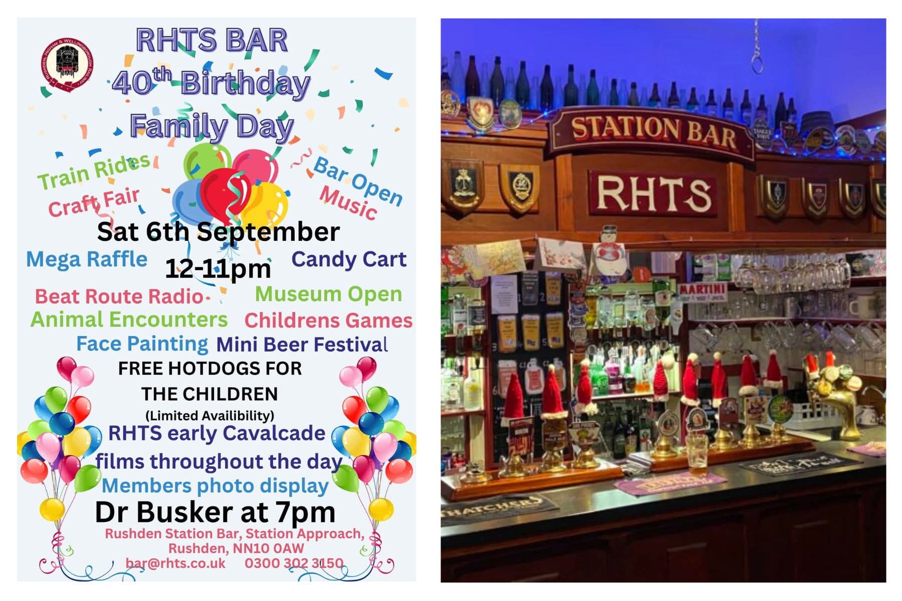 🎊 Rushden Station's Bar's 40th Birthday Family Day at Rushden Historical Transport Society, Rushden Station, Station Approach, Rushden, Northamptonshire, NN10 0AW | Activities, Adults, Animals, Automotive, Baby/Toddlers, Craft Fair, Family, Food/Drink, Free Entry, History & Heritage, Kids, Music, Stalls | Suitable for: Accessible, Children, Family, Toilets 🎊 Rushden Station's Bar's 40th Birthday Family Day - Event Image 2 September 06, 2025 12:00 PM