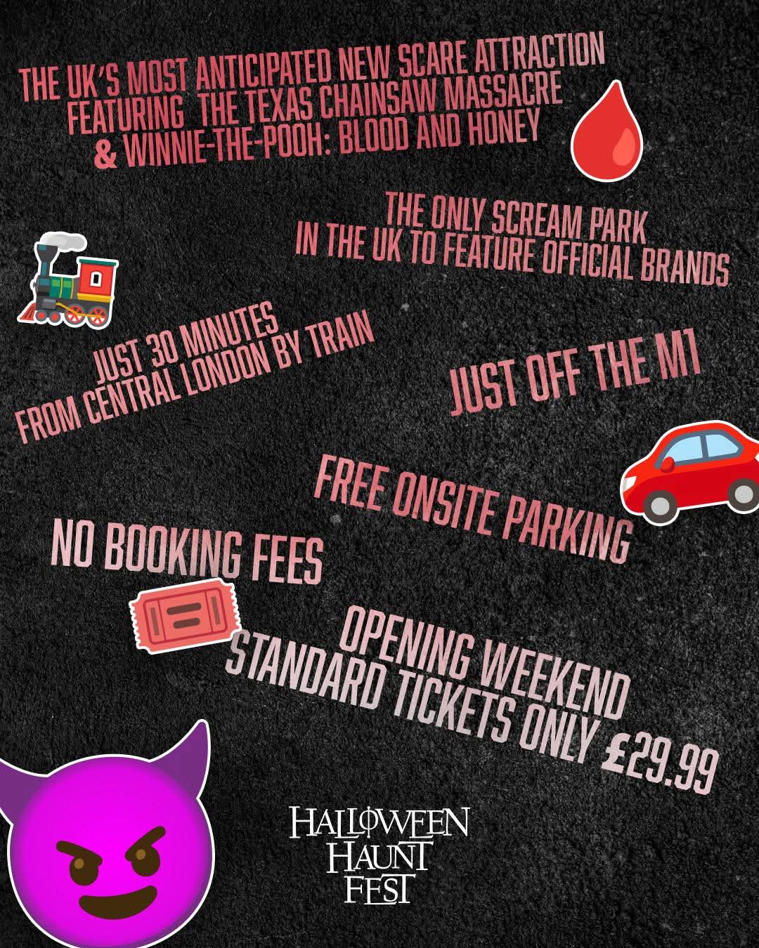😱 Halloween Haunt Fest 2025 - Hertfordshire Showground at Hertfordshire Showground, Dunstable Road, AL3 7 Redbourn | Adults, Date Idea, Entertainment, Food/Drink, Fun, Fun Fair, Half Term, Music, Nightlife, Outdoor, Ticket Event, Walks, Advance Booking | Suitable for: Free Parking, Parking Onsite, Toilets 😱 Halloween Haunt Fest 2025 - Hertfordshire Showground - Event Image 4 October 17, 2025 04:30 PM