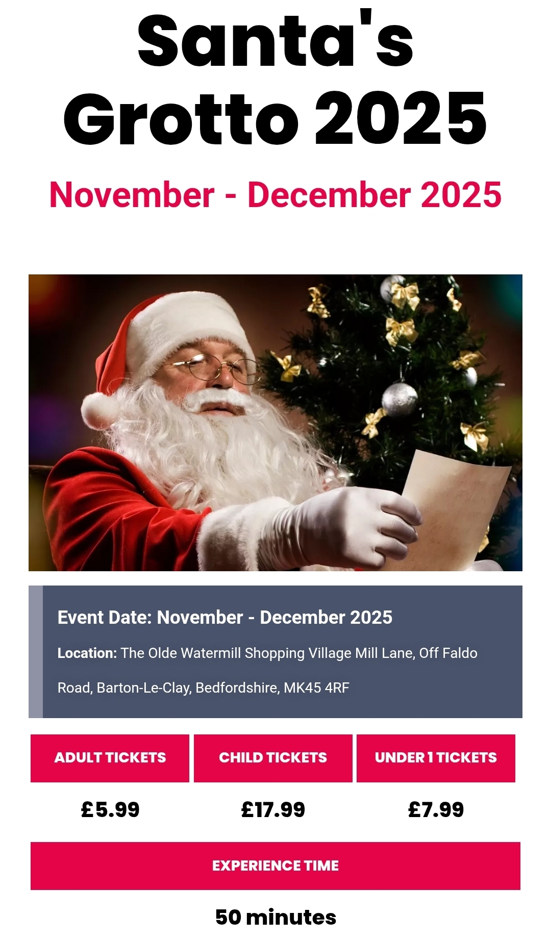 🎅 Santa's Grotto 2025 - The Olde Watermill Shopping Village, Barton-le-clay - Event Image 2 December 19, 2025 09:00 AM