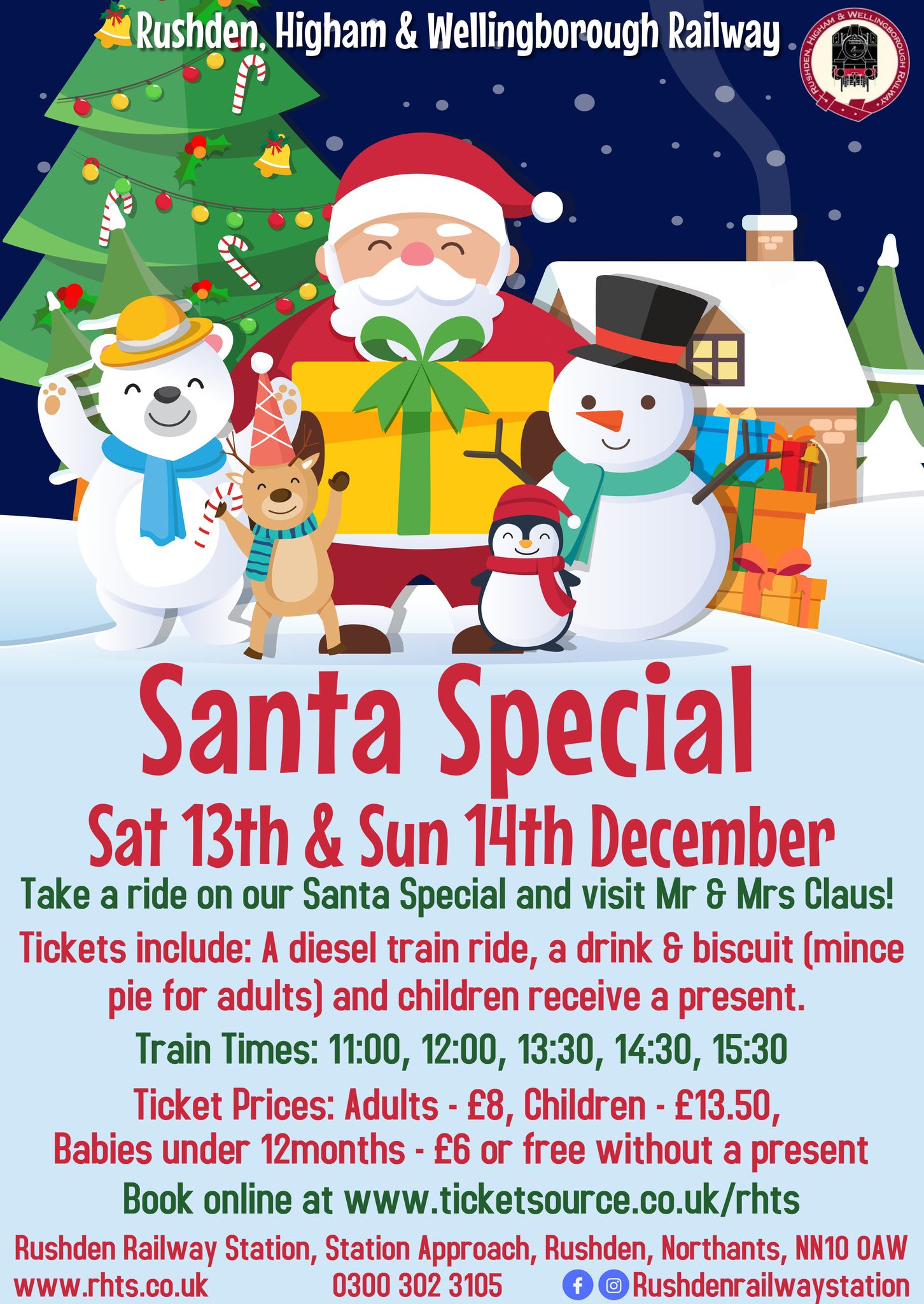 🚂🎅 Santa Special 2025 - Rushden Historical Transport Society - December 14, 2025 11:00 AM at Rushden Historical Transport Society, Rushden Station, Station Approach, Rushden, Northamptonshire, NN10 0AW