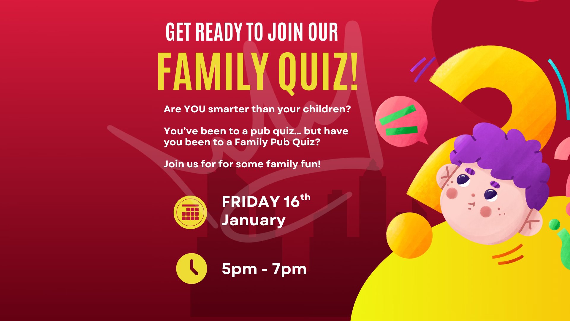 ❓️Family Quiz Night - The Crown, Flitwick  - January 16, 2026 05:00 PM at The Crown, Station Rd, Flitwick MK45 1LA