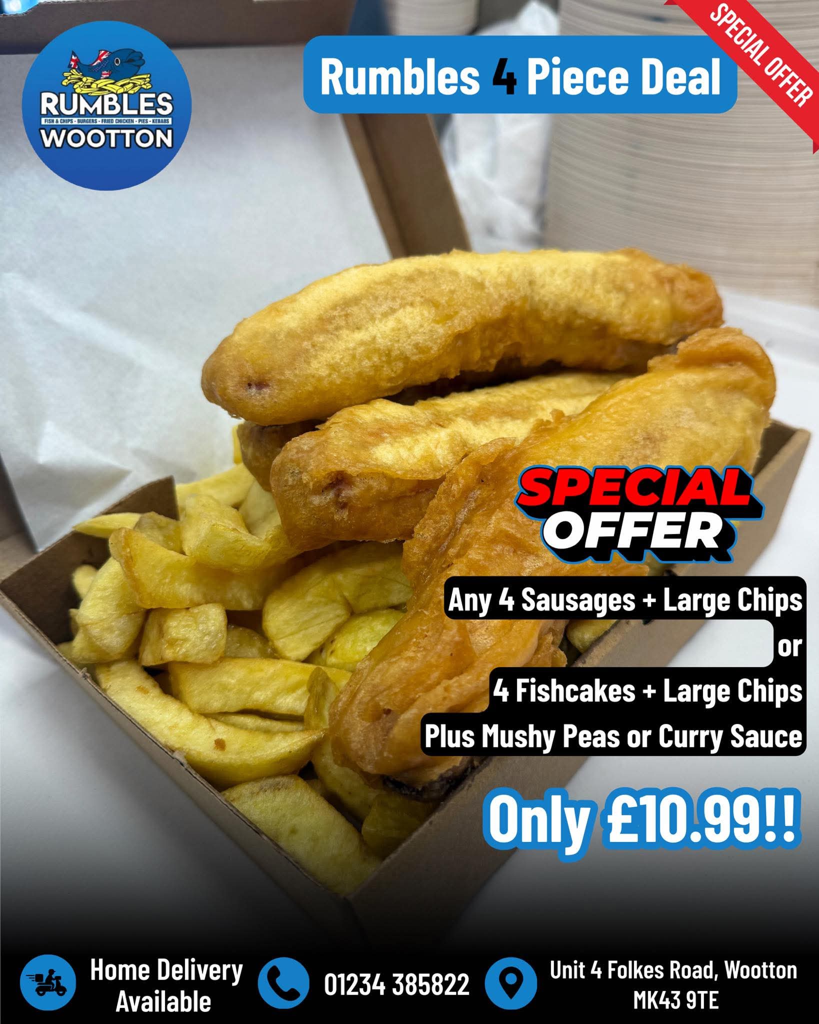 💥 4 PIECE DEAL FOR ONLY £10.99 - Rumbles, Wootton  - Event Image 2 January 10, 2026 11:30 AM