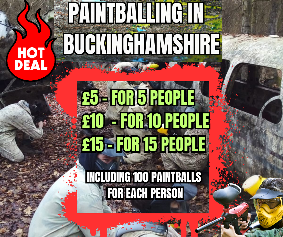 💥 £5 PAINTBALLING FOR UP TO 5 PEOPLE! - BUCKINGHAMSHIRE  - $5.00 (93% off) Valid from January 13, 2026 