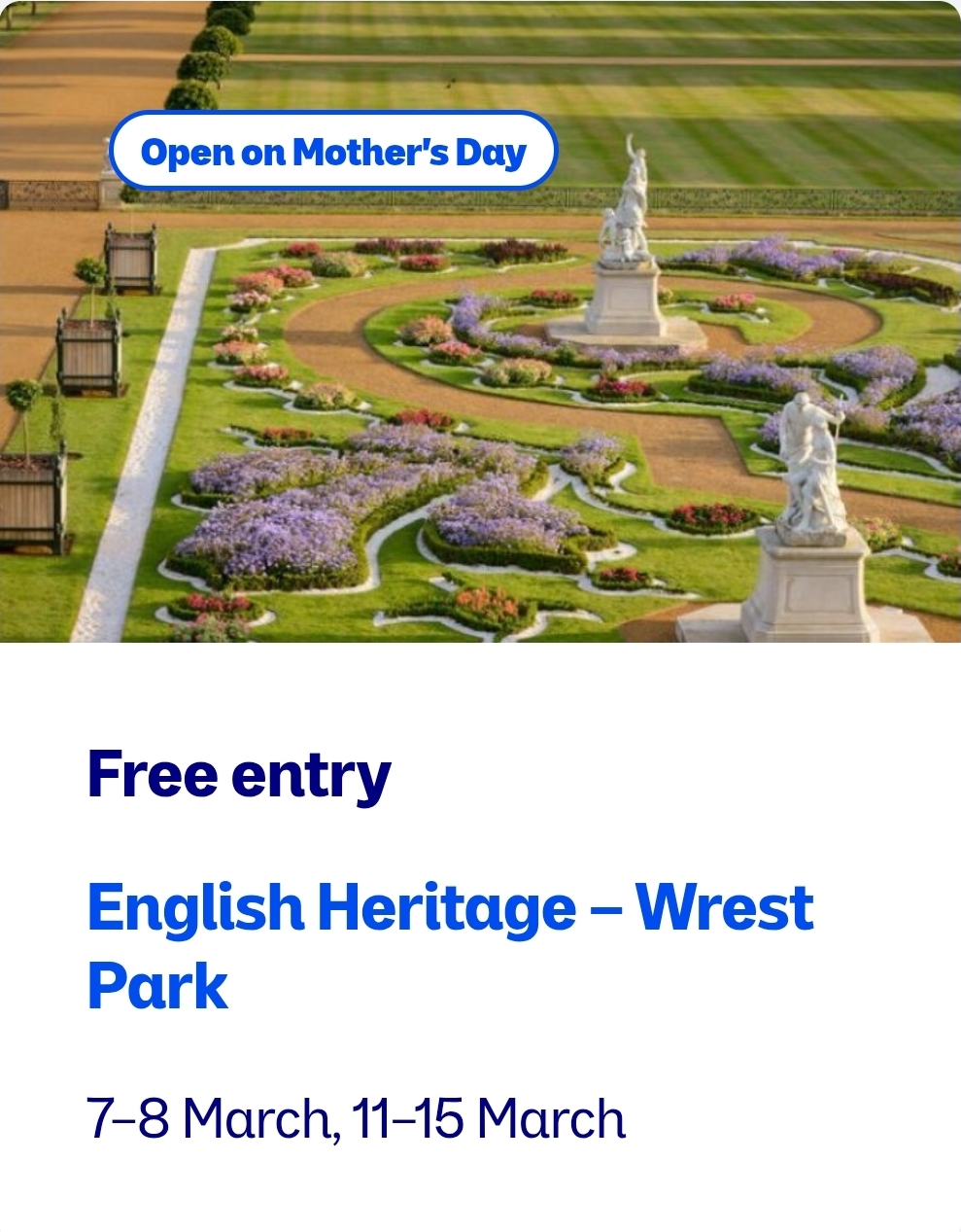 🏛 Free Entry to Wrest Park (with a National Lottery Ticket/Scratch Card) - March 2026 - Event Image 5 March 07, 2026 10:00 AM
