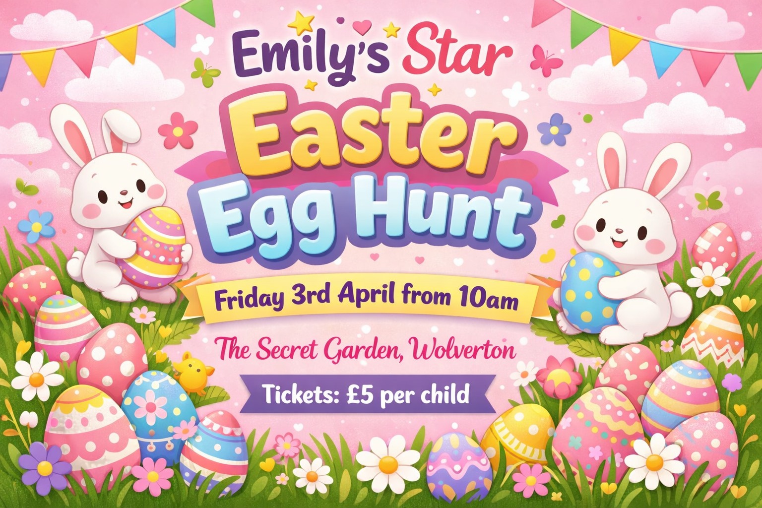 🌸 Emily’s Star Easter Egg Hunt 2026 - The Secret Garden, Milton Keynes - April 03, 2026 09:30 AM at The Secret Garden, Stratford Rd, Milton Keynes, MK13 0DY 