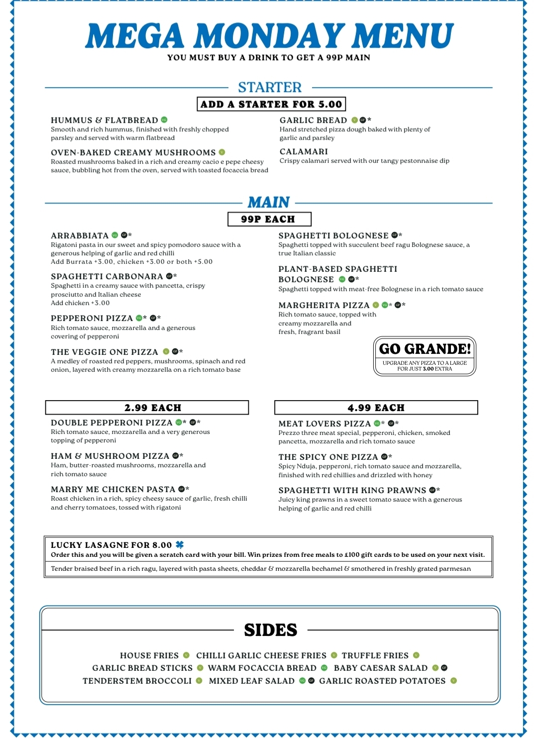 🍝 99p Mains at Prezzo, March 2026 - The Stadium, Bletchley  - Event Image 3 March 23, 2026 11:00 AM