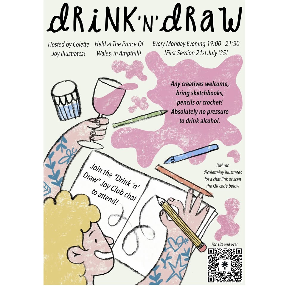 ✏️ “Drink ‘n’ Draw” Club - The Prince Of Wales, Ampthill - April 27, 2026 07:00 PM at The Prince Of Wales 24 Bedford Street, MK45 2NB Ampthill