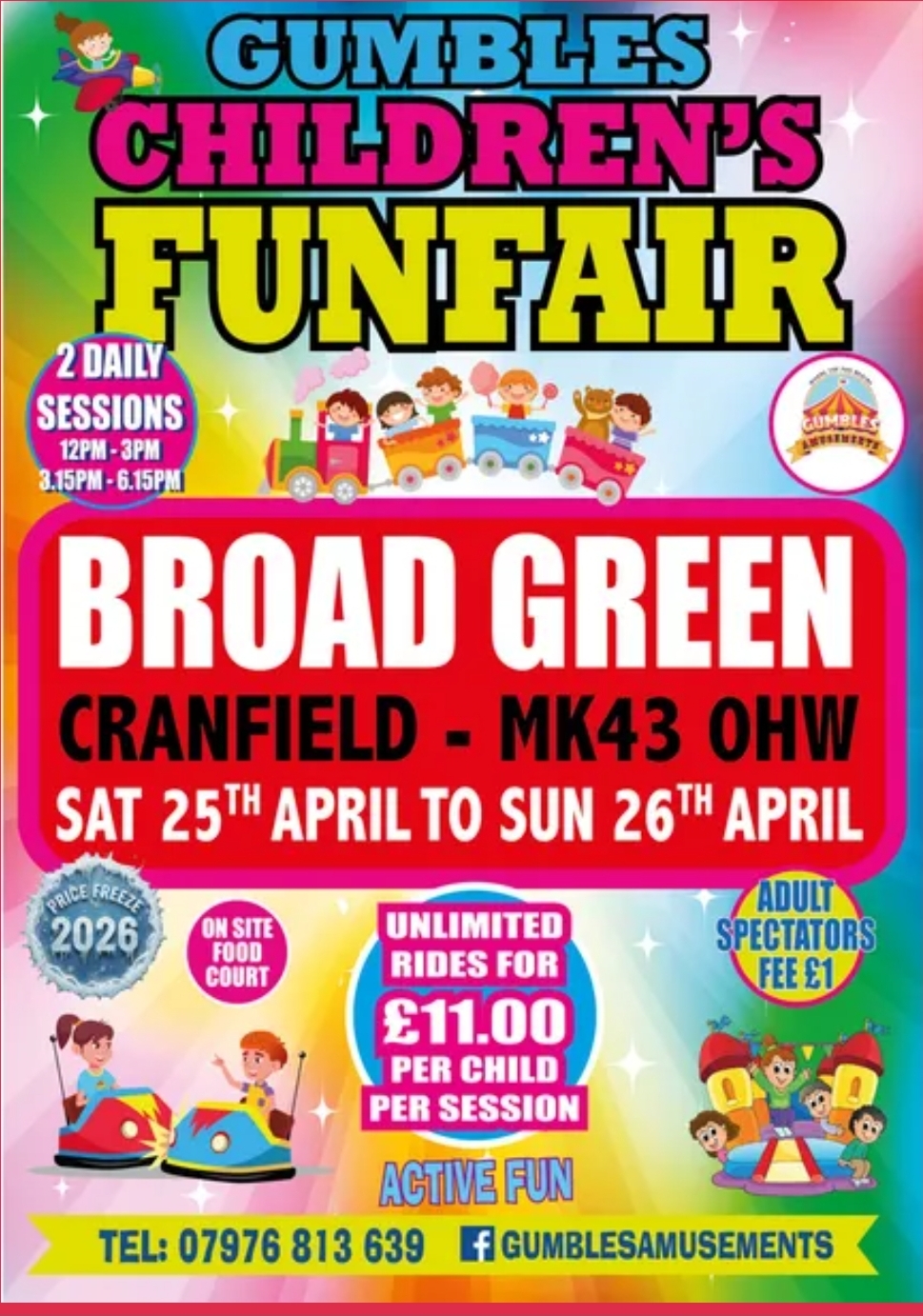 🎠 Gumbles Cranfield Childrens Funfair April 2026 - Broad Green - Event Image 2 April 25, 2026 12:00 PM