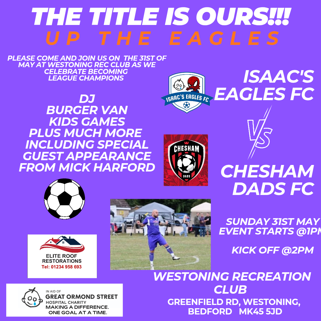 ⚽️ 🎊 Isaac's Eagles FC LEAGUE CHAMPIONS PARTY - Westoning Recreation Club - Event Image 2 May 31, 2026 01:00 PM