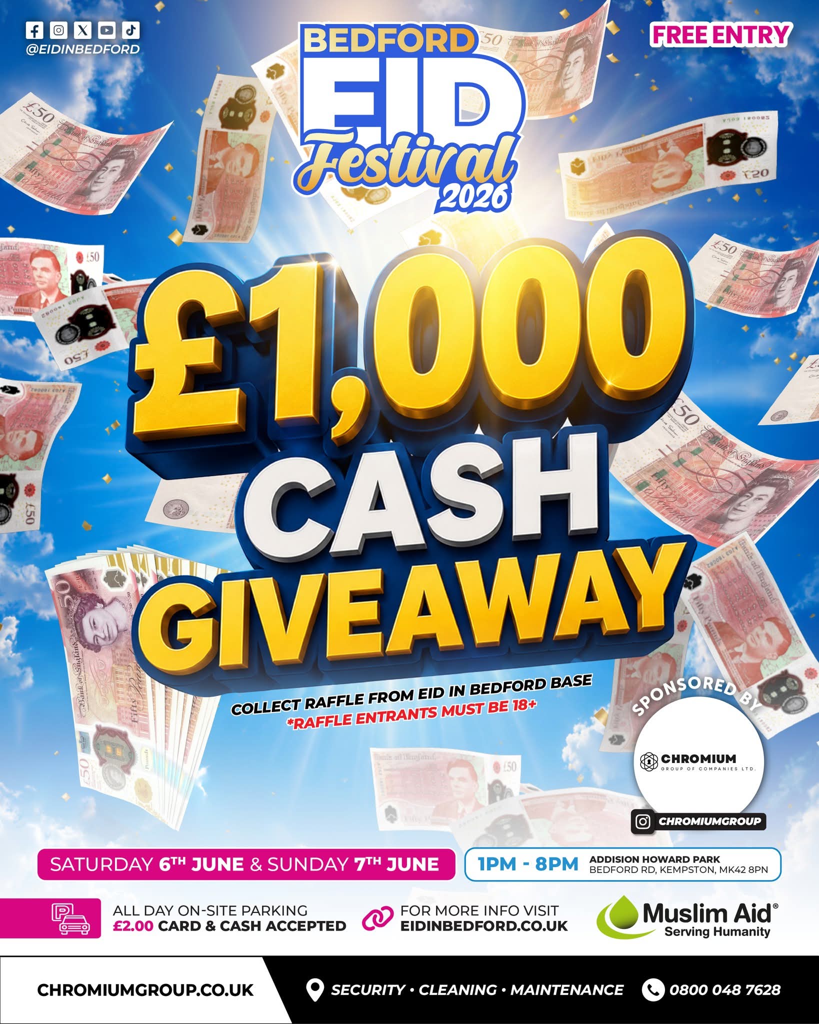 🎉 Bedford Eid Festival 2026 - Addison Howard Park, Kempston  - Event Image 2 June 07, 2026 01:00 PM