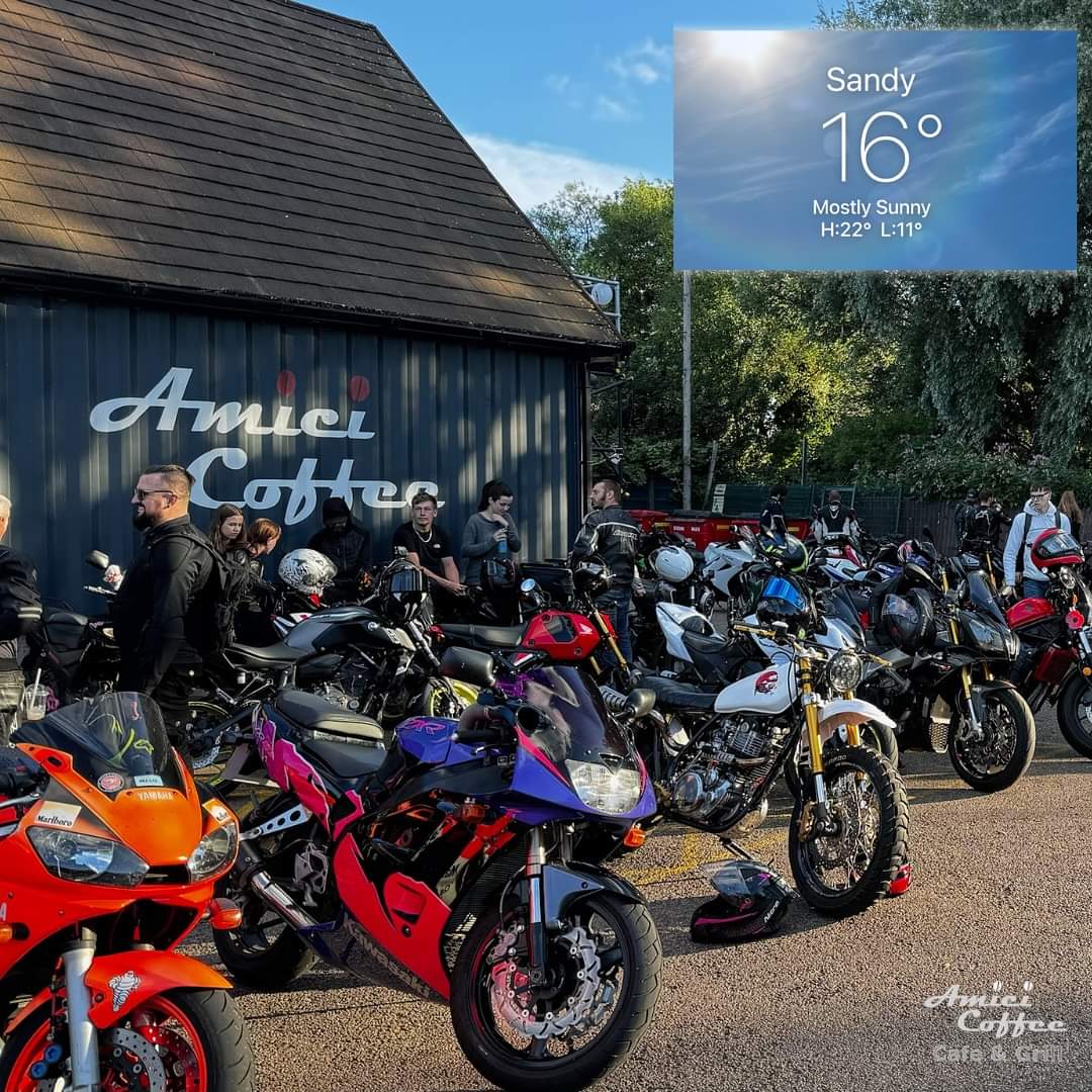 🏍BIKE MEET AT THE AMICI CAFE IN SANDY at Amici, Girtford Bridge, Sandy, Bedfordshire, SG19 1NA | Automotive, Food/Drink, Free Entry, Social | Suitable for: Free Parking, Toilets 🏍BIKE MEET AT THE AMICI CAFE IN SANDY - Event Image 2 August 21, 2024 06:00 PM