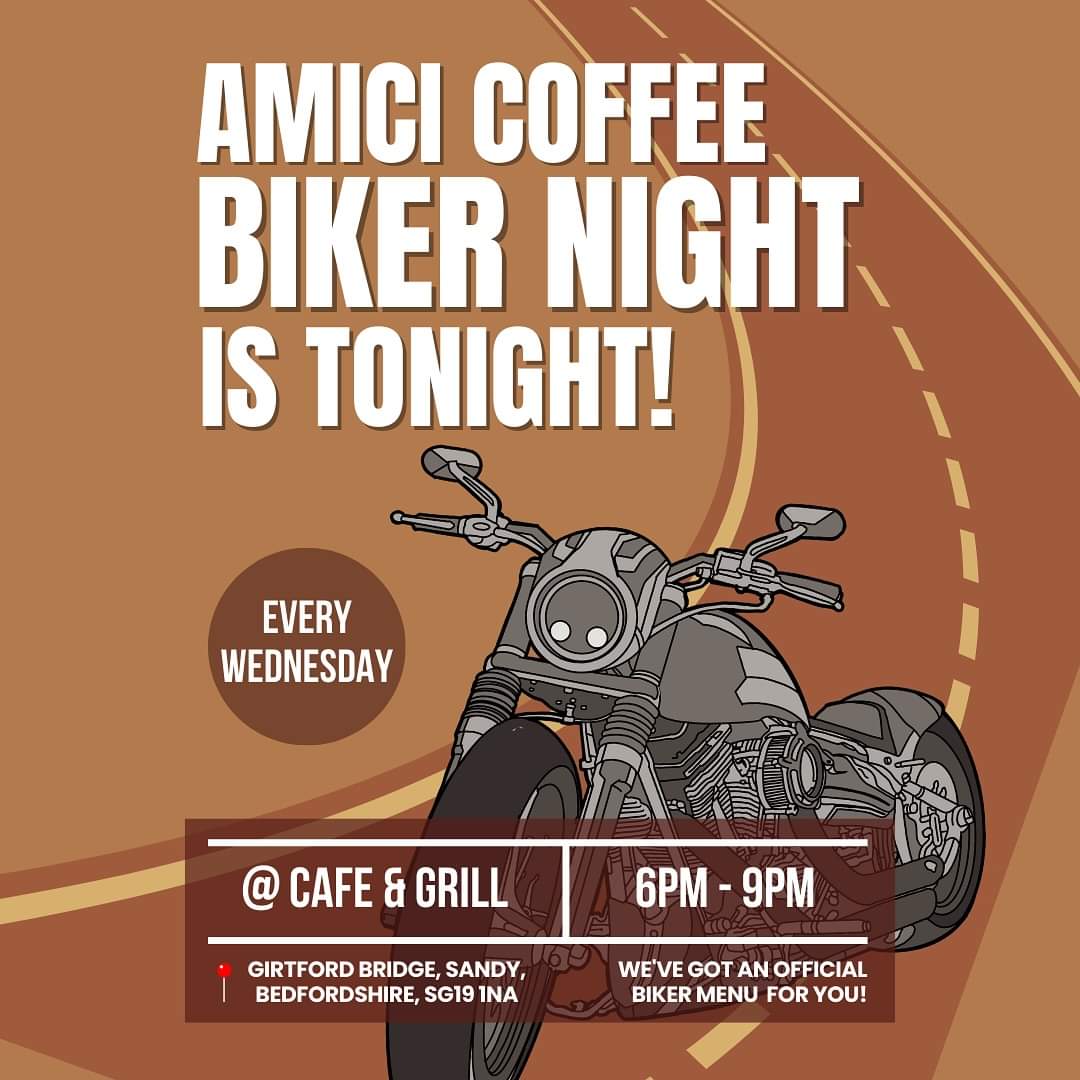 🏍BIKE MEET AT THE AMICI CAFE IN SANDY at Amici, Girtford Bridge, Sandy, Bedfordshire, SG19 1NA | Automotive, Food/Drink, Free Entry, Social | Suitable for: Free Parking, Toilets 🏍BIKE MEET AT THE AMICI CAFE IN SANDY - Event Image 4 August 21, 2024 06:00 PM