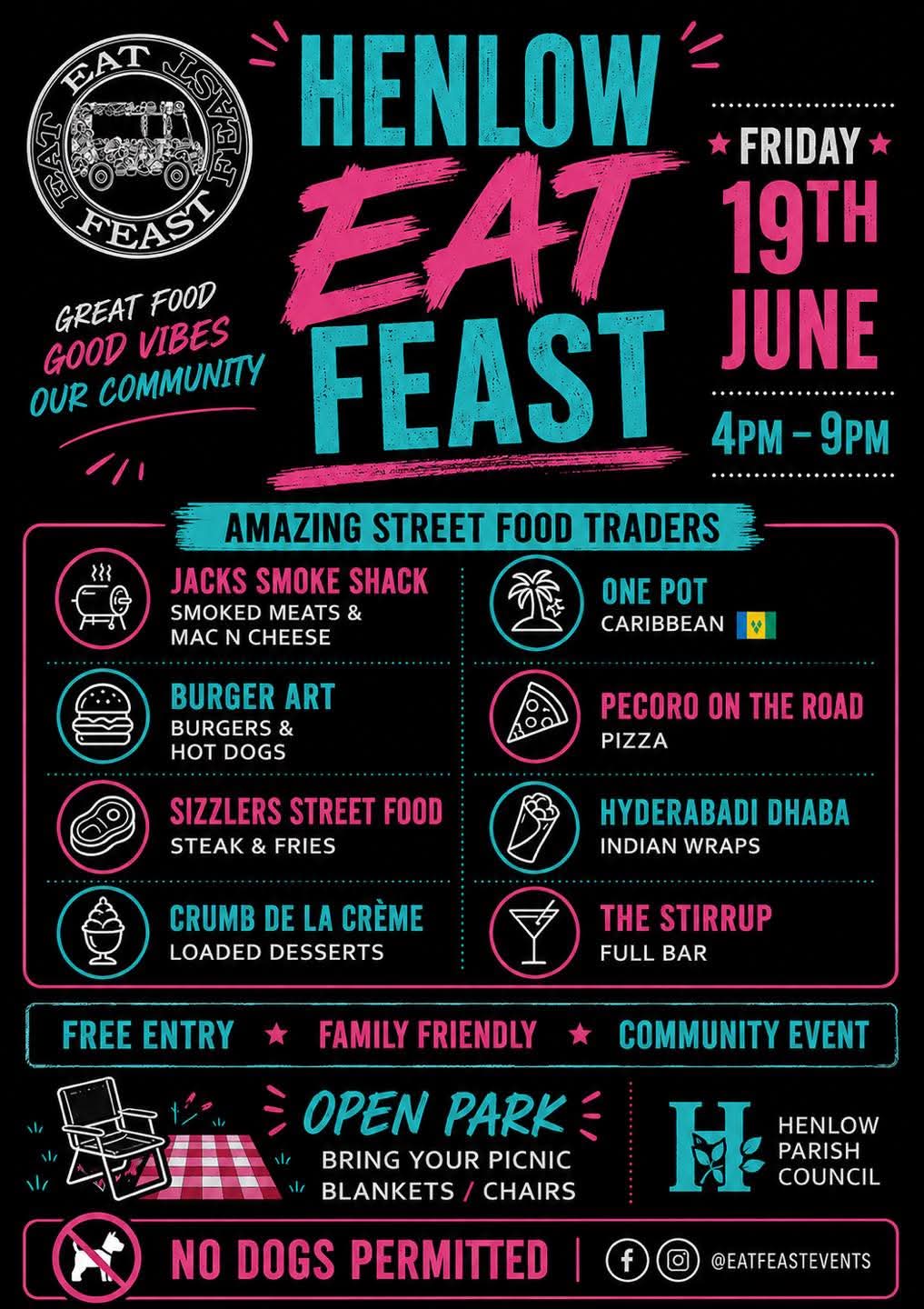 😋 Henlow Eat Feast - June 2026 - Event Image 2 June 19, 2026 04:00 PM