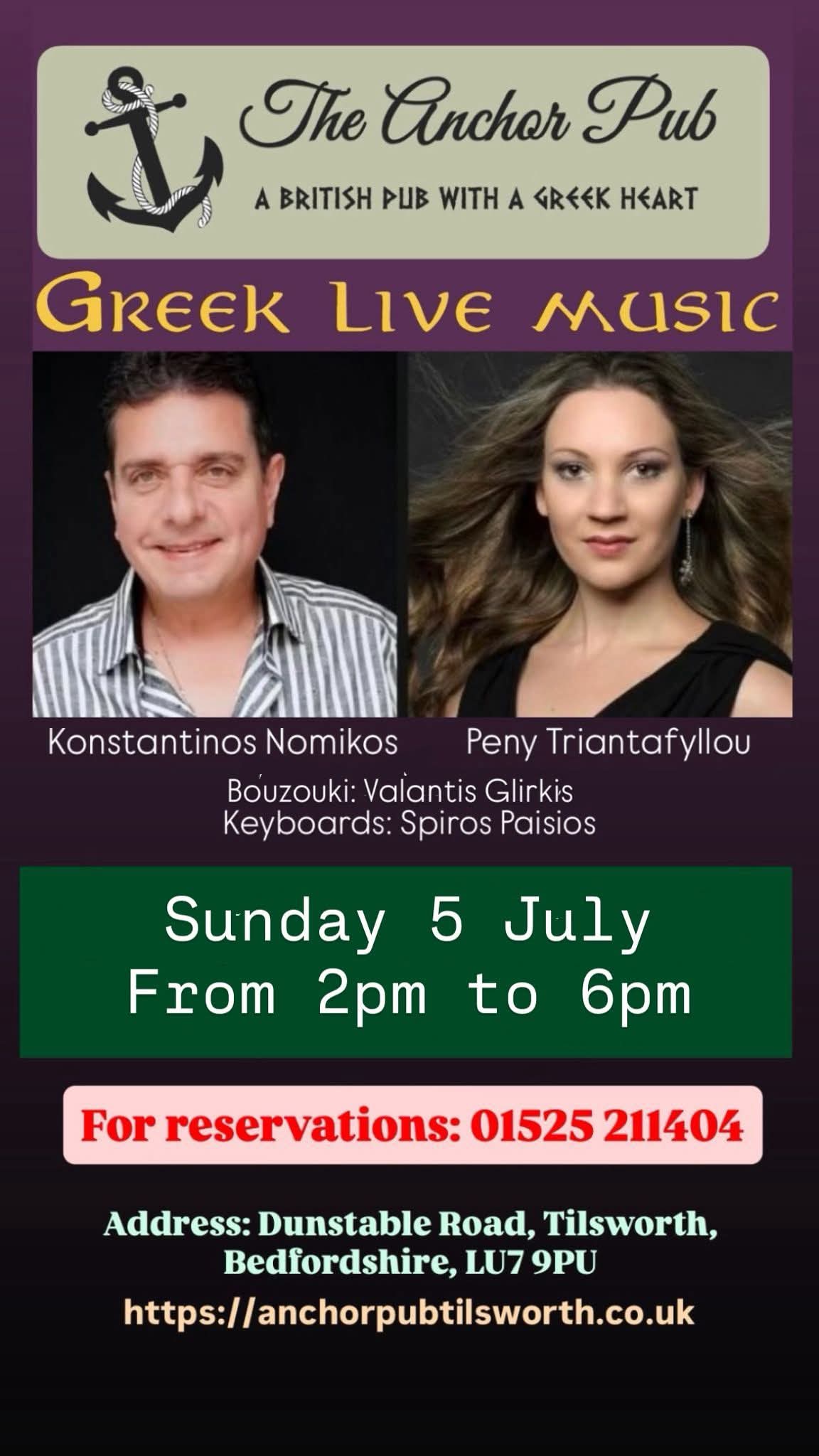 🇬🇷 Greek Live Music - The Anchor, Tilsworth  - Event Image 2 July 05, 2026 02:00 PM