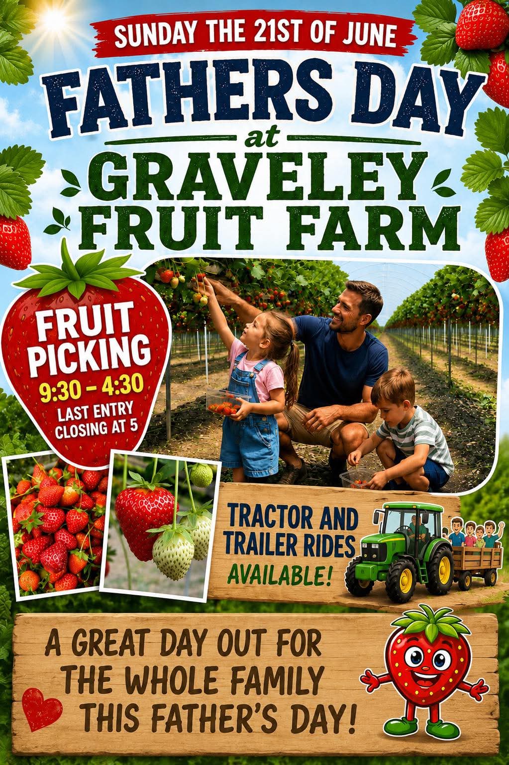 🍓 Father’s Day Pick Your Own Strawberries, June 2026 - Graveley Fruit Farm - Event Image 3 June 21, 2026 09:30 AM