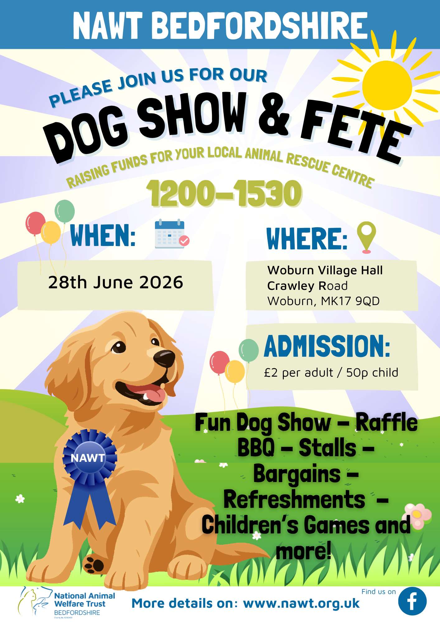 🐶 Dog Show and Fete by NAWT Bedfordshire - Woburn Village Hall - Event Image 2 June 28, 2026 12:00 PM