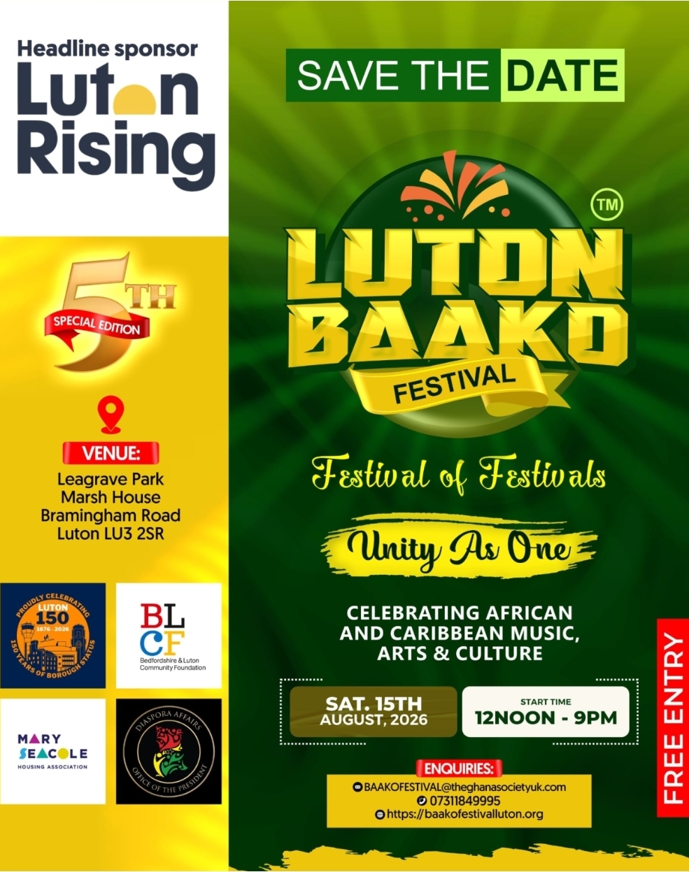 🎊 Luton Baako Festival 2026 - Event Image 2 August 15, 2026 12:00 PM