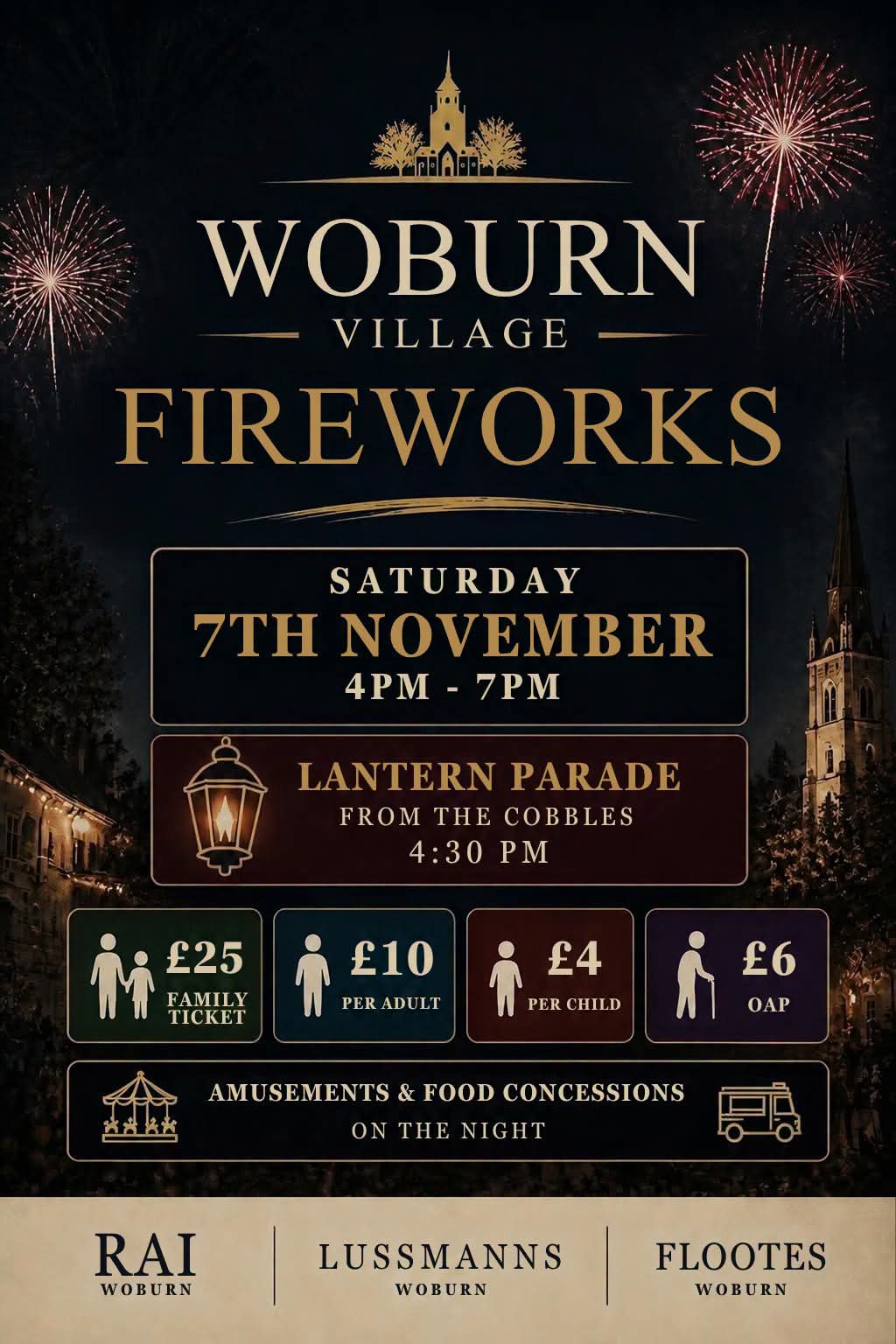 🎆 Woburn Village Fireworks & Lantern Parade 2026  - Event Image 2 November 07, 2026 04:00 PM