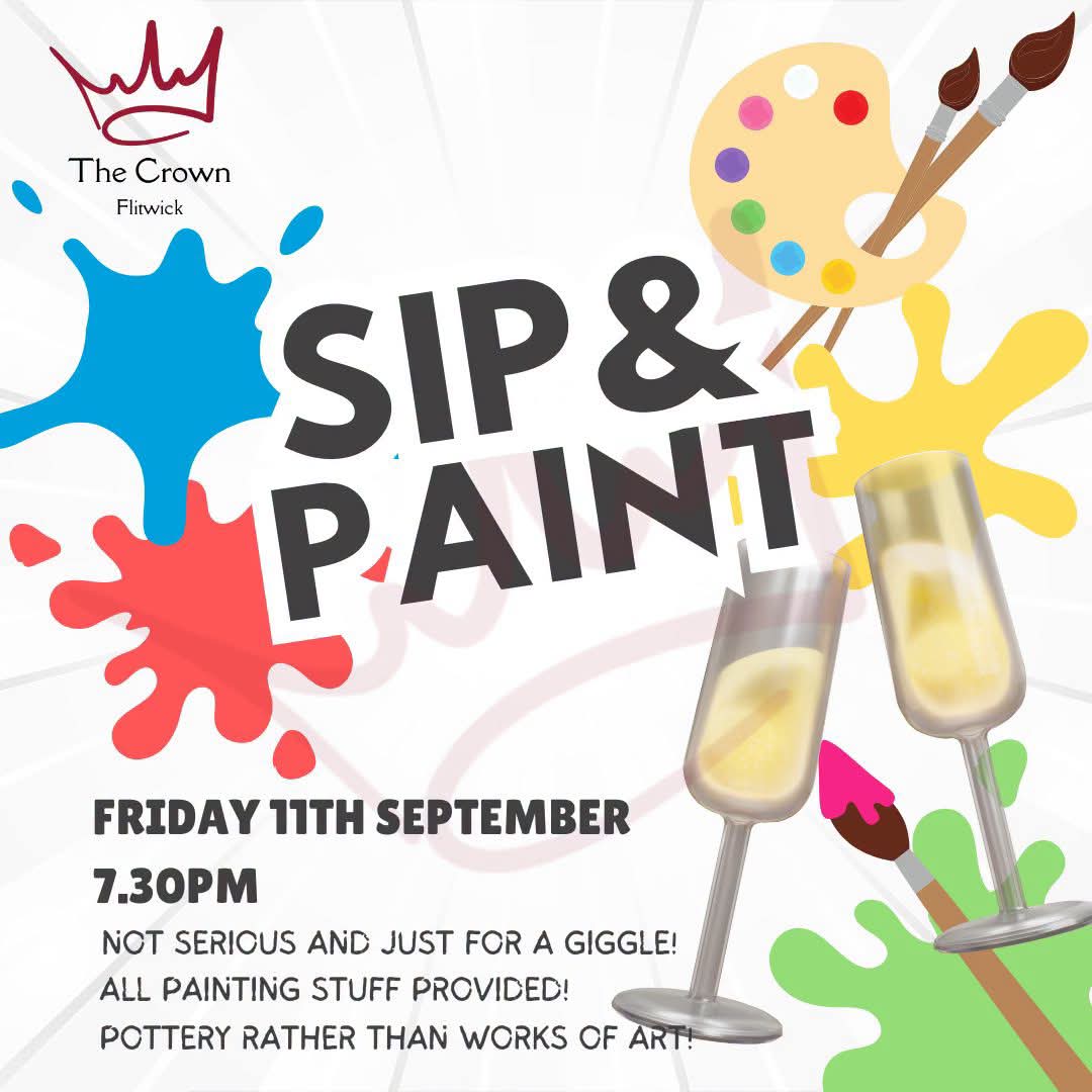 🎨 Sip and Paint - The Crown, Flitwick  - Event Image 2 September 11, 2026 07:30 PM