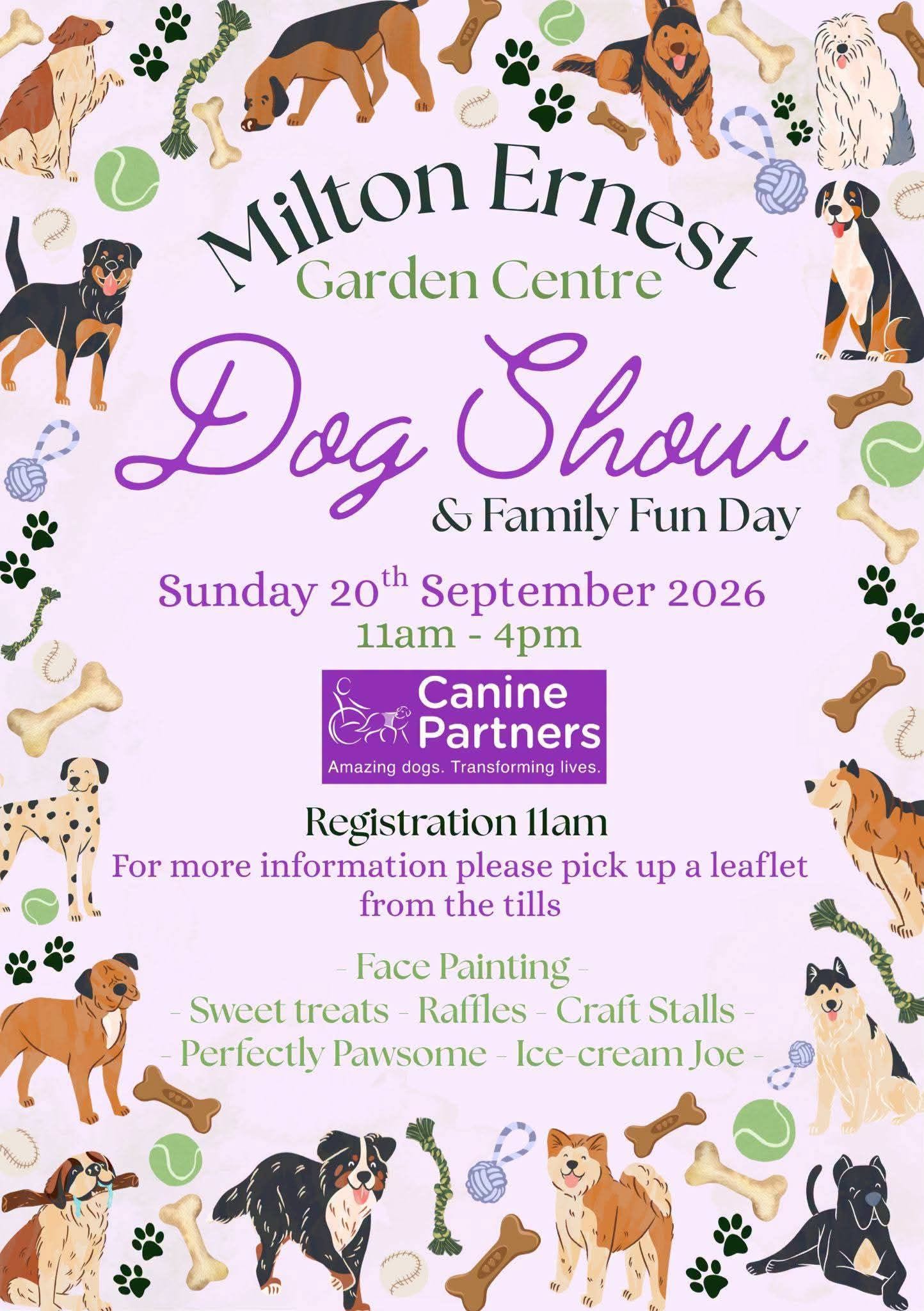 🐶 The Dog Show & Family Fun Day at Milton Ernest Garden Centre - Milton Ernest Garden Centre - September 20, 2026 10:00 AM at Milton Ernest Garden Centre, Radwell Road, Milton Ernest, MK441SH