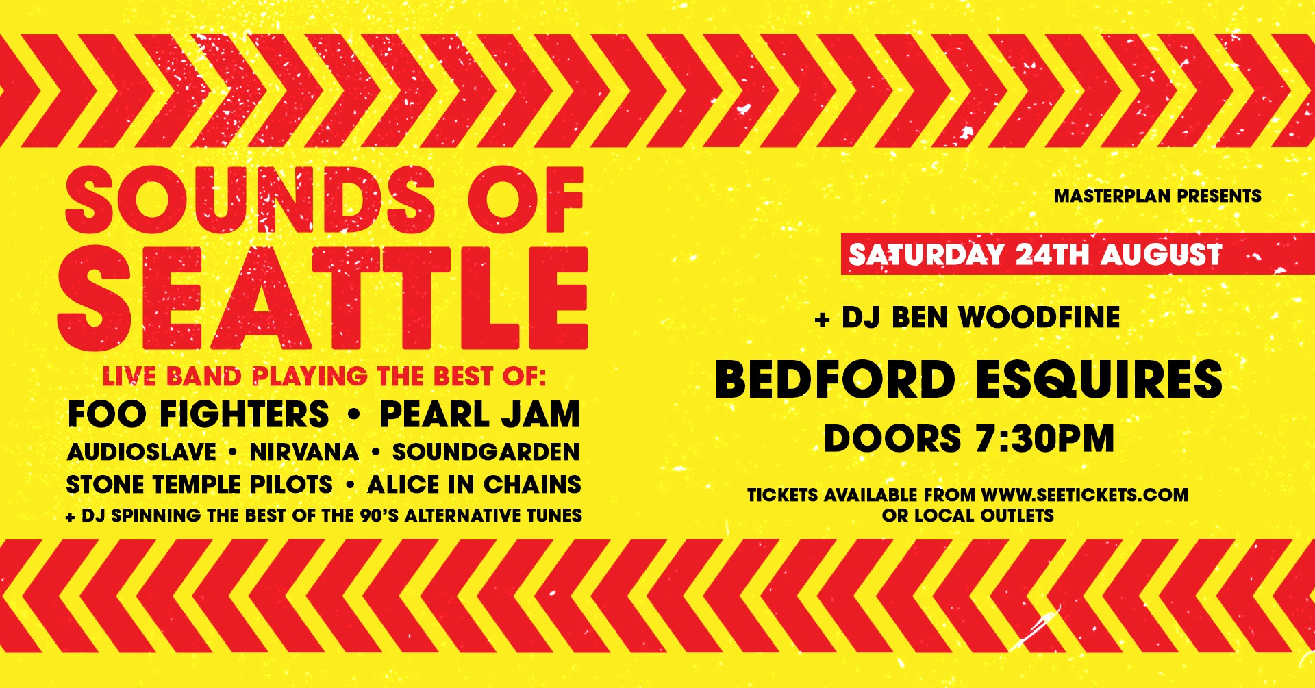 🎸SOUNDS OF SEATTLE (Live) + DJ Ben Woodfine - '90s Reading Festival Celebration' - ages 14+ - August 24, 2024 07:30 PM at  Bedford Esquires, Bedford, Bedfordshire 
MK40 2QG