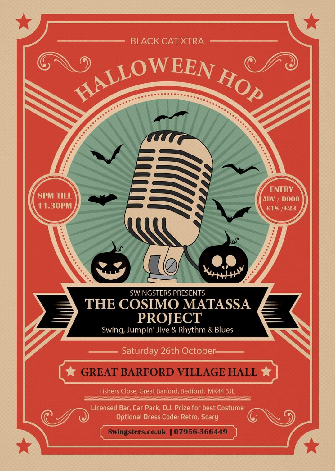 💃Swingsters Halloween Hop Starring The Cosimo Matassa Project - Great Barford Village Hall - Event Image 2 October 26, 2024 08:00 PM