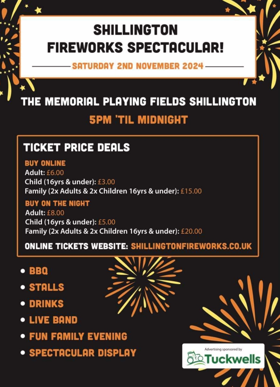 🎆 Shillington Fireworks 2024 - Event Image 3 November 02, 2024 05:00 PM