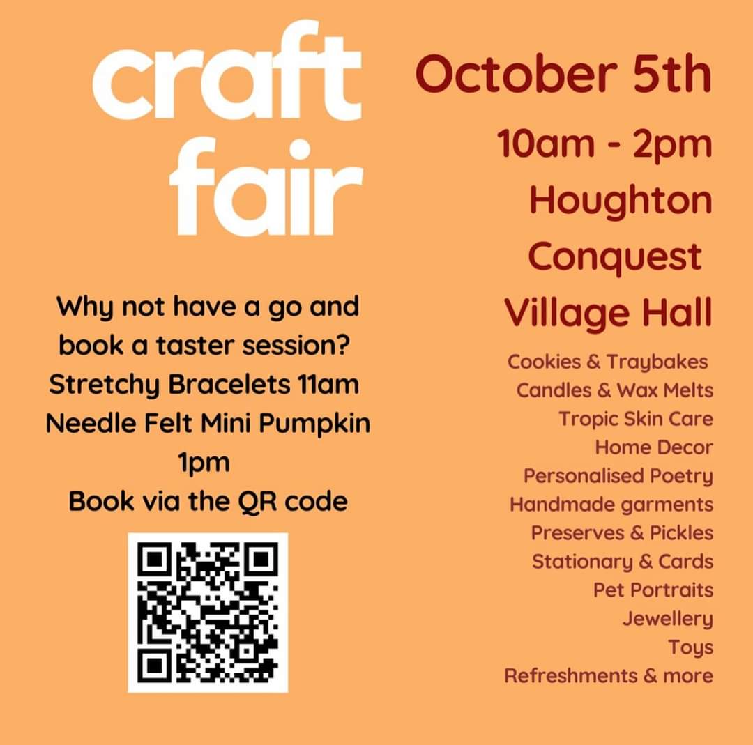 🛍 Houghton Conquest Craft Fair - Event Image 3 October 05, 2024 10:00 AM