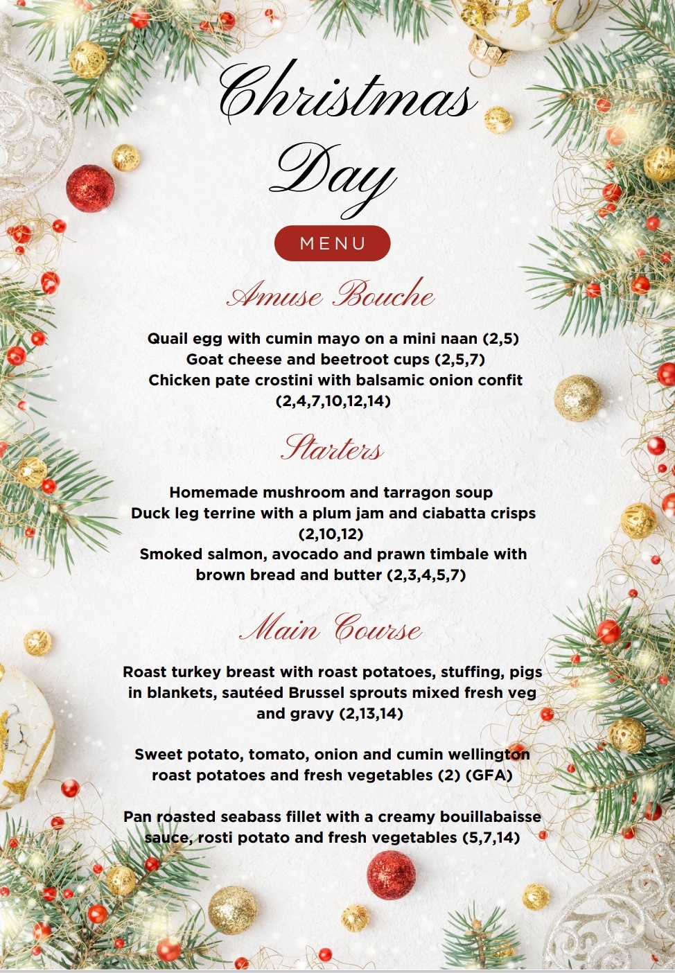 🎄CHRISTMAS DAY MEAL AT THE MANOR  2024 - Clapham, Bedford - Event Image 2 December 25, 2024 12:00 PM