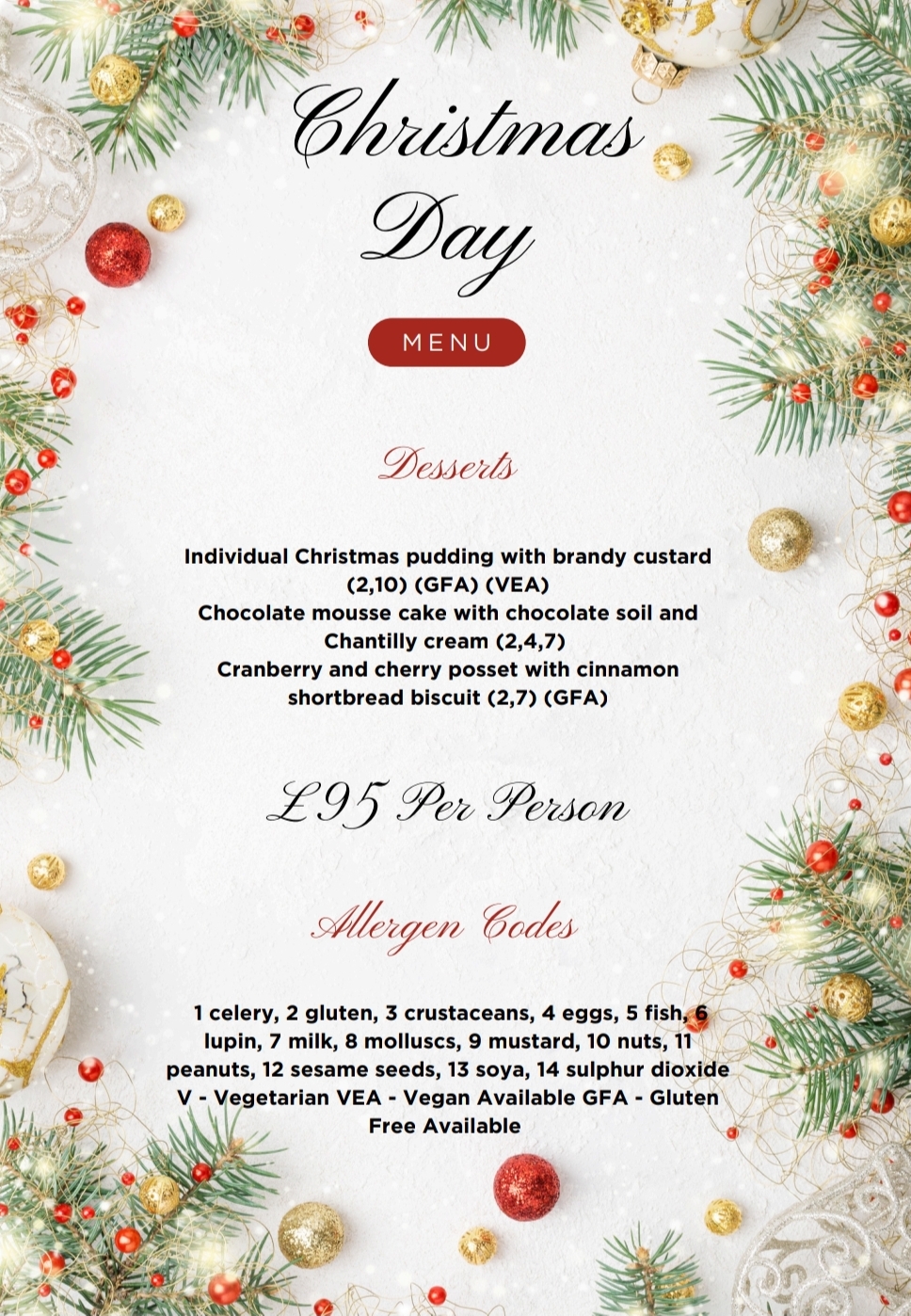 🎄CHRISTMAS DAY MEAL AT THE MANOR  2024 - Clapham, Bedford - Event Image 3 December 25, 2024 12:00 PM