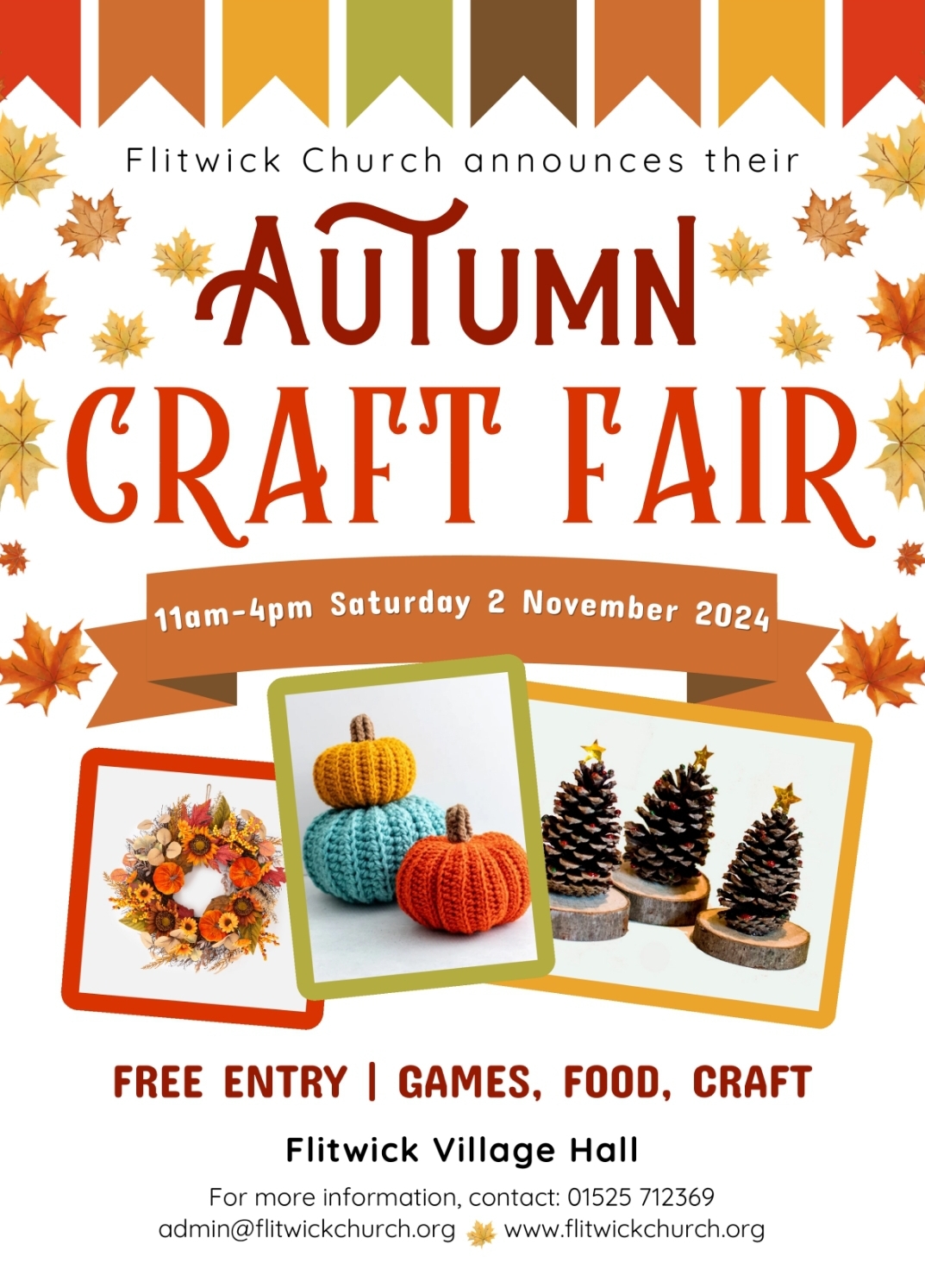 🍁 Autumn Craft Fair - Flitwick Village Hall - Event Image 2 November 02, 2024 11:00 AM